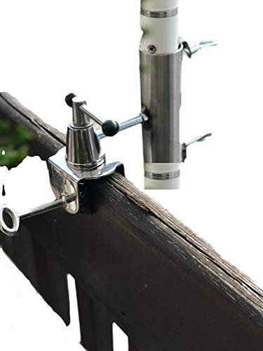 NEU - 1 Stück - Sonnenschirmhalter für Balkongeländer für Schirmstöcke bis 40 mm Ø - Exklusiver - 360° EDELSTAHLHALTER -- SCHIRMHALTER mit EDELSTAHL- HÜLSE für SCHIRMSTÖCKE BIS 40 mm Ø -