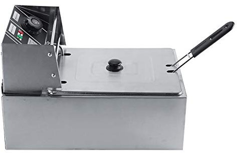 6L Fritteuse mit Korb 220-240V Elektrische Edelstahl-Kaltzonen-Fritteuse für Restaurants, Supermärkten, Schnellimbissen und Snackbars, 44 x 28,5 x 28 cm