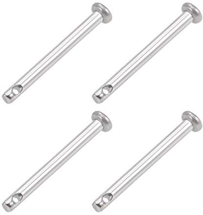 sourcing map 4 Stück Steckbolzen Einzelnloch Gabelkopfbolzen Splintstift Flachkopf 3mm X 30mm 304 rostfrei Stahl Scharnierstift