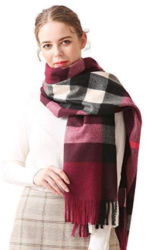LumiSyne Winter Senior Plaid Wollschal Mit Quasten Für Damen Herren Übergroßer Tartan Kaschmir Textur Stola Klassisches Karomuster Weiche Und Verdickte Pashmina Kariert Schal