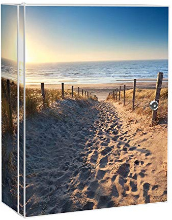 banjado Medizinschrank abschliessbar mit Motiv Nordseestrand 35x46x15cm - großer Arzneischrank für die Hausapotheke - Medikamentenschrank aus Metall zur Medikamenten Aufbewahrung