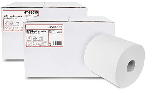 Hypafol Handtuchrolle Innenabwicklung für Spender 12 Rollen | Hochweiß, 2-lagig, 20 cm | Geeignet für Innenabroll-Handtuchspender in Toiletten, Büros, Praxen und Studios