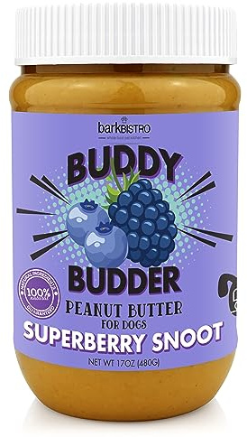 BUDDY BUDDER Superberry Snoot, 100% Natural Dog Peanut Butter, Peanut Butter Dog Treat, Made in USA (17oz)