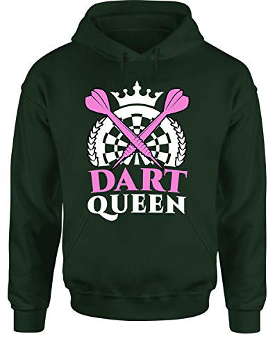 Dart Queen Hoodie Unisex Dart Spruch T-Shirt, Farbe: Grün, Größe: XXX-Large