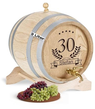 Personalisiertes Holzfass 3 Liter mit Zapfhahn - Eichenfass für Spirituosen | Dekoration, Aufbewahrung, rustikal, Holz, Vintage, Geschenkidee, 3 L, Bar, Zuhause, ideal als Geschenk, Vatertagsgeschenk