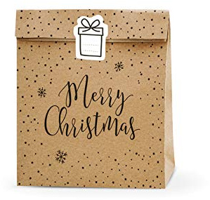 Wundertüte Weihnachten Merry Christmas ca. 25 x 11 x 25 cm, Natur, FERTIG GEFÜLLT, 1 Tüte