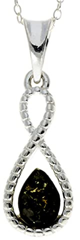 SilverAmber Jewellery Echter baltischer Bernstein & Sterling Silber Unendlichkeit Anhänger ohne Kette - GL393