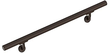 Meranti Pasamanos de aluminio para escalones y escaleras interiores o exteriores, barandillas para ancianos, kit completo de barandilla de escalera (AHR, textura de bronce, 5 pies de longitud)