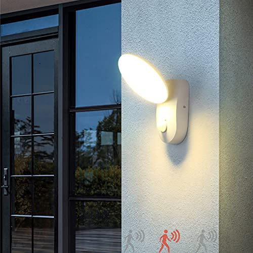 LED Anthrazit Antik Außenwandleuchte mit Bewegungsmelder Wandleuchte Außen/Innen Dämmerungsschalter 18W Außenleuchte Wasserdicht IP65 Induktion Außenwandlampen Villa Garten Balkon Weiß Kaltesweiß