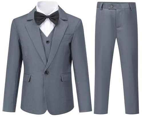 Sliktaa Boys 3 Piece Suits One Button Lapel Collar Suits Wedding Birthday Party Prom Performance Suit Blazer Vest Trousers Multicolour