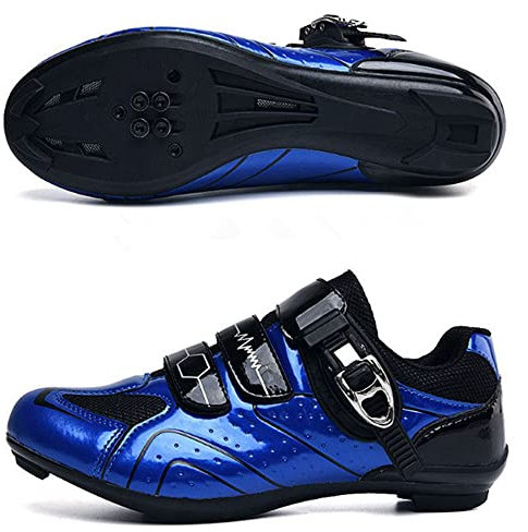 Fahrradschuhe für Männer und Frauen Mountainbike Schuhe SPD Schnalle Mountainbike Schuhe Rennrad Schuhe Entsperren Schuhe (44,blau G)