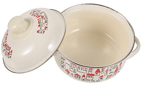 Toddmomy Marmite à Soupe Émail Vintage Marmite De Cuisson Avec Poignée Pour Cuisinière Petit Casserole Émail Pour Cuisine