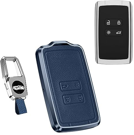 HIBEYO Intelligente Autoschlüssel Hülle passt für Renault Schutzhülle Abdeckung Schlüsselhülle für Renault Koleos Kadjar Captur Zoe Scenic Espace Laguna Clio Megane Schlüsselgehäuse 4Tasten-Blau