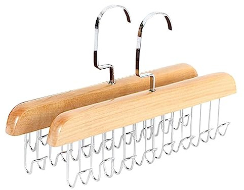 Hölzerner Gürtelhalter, Gürtelhalter Kleiderschrank, 2 Stück Garderobe Mit Mehreren Haken, Gürtelaufhänger Aus , 360° Drehbar, Gürtelhaken, Krawattenaufhänger Mit Mehreren Haken Für Schals, Krawat