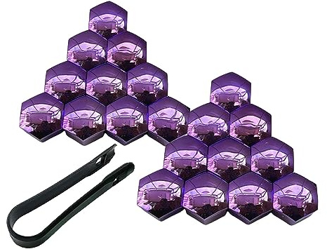 Ioensy 20Pcs Car Wheel Nut Caps Covers Wheel Nut Caps, Bolt Rims Universal Covers, Waterproof Anti Rust Tire Screw Cap Protection Covers, Purple 17mm