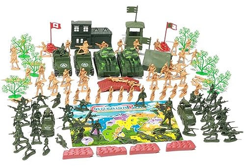 Militärsoldat-Spielzeug 122 Teile Militärfiguren-Spielzeug Militärsoldat-Modell-Spielzeugset Militär-Spielset Soldatenfiguren Modell-Set mit Soldaten Panzern Flugzeugen Kunststoff
