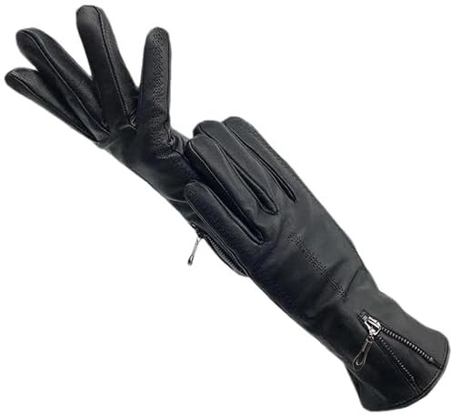 Hgvcfcv Winter Damen Handgelenk Mode Kunstleder Handschuhe Damen Lila Kunstleder Warm Wolle Gefüttert Lederhandschuhe, Schwarz , 7