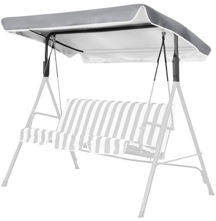 Reservtak för hollywoodgunga 3-sitsig soltak, tak för hollywoodgunga trädgårdsgunga, ersättningsöverdrag, trädgårdsgunga, takpresenning, gunga tak 200 x 145 cm (grå)
