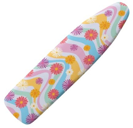 TOADDMOS Elastischer Ersatz-Bügelbrettbezug mit Hippie-Gänseblümchen-Aufdruck, universeller Bügelbrettbezug, waschbar