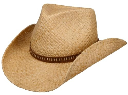 Stetson Fair Oaks Western Strohhut Naturfarbener Raffiahut mit Ledergarniturband Damen und Herren Frühjahr Sommer