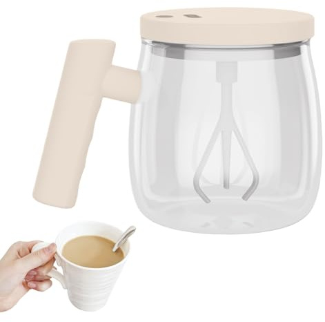 Tasse Auto-agitante, Tasse à café Auto-agitante - Tasse de mélange électrique en Verre de 400 ML Automatique - Verres Portables avec Couvercle et poignée, Tasse mélangeur Rechargeable