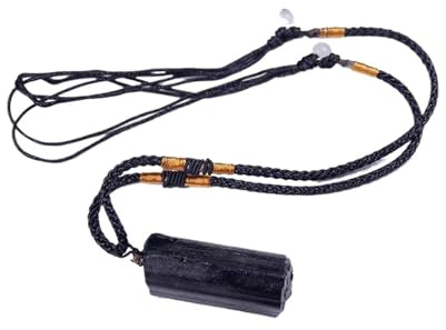 Black Tourmaline Column Natural Stone Pendant Necklace Jewelry Crystal Healing Energy Jewelry Blessing Gift