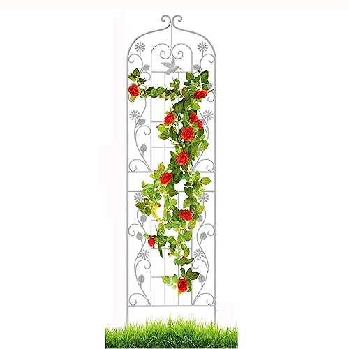 1 paquete de enrejado de jardín para plantas trepadoras al aire libre, 185*50cm, enrejado de hierro negro resistente para soporte de plantas en maceta, celosía de metal para rosas trepadoras(Color:Whi