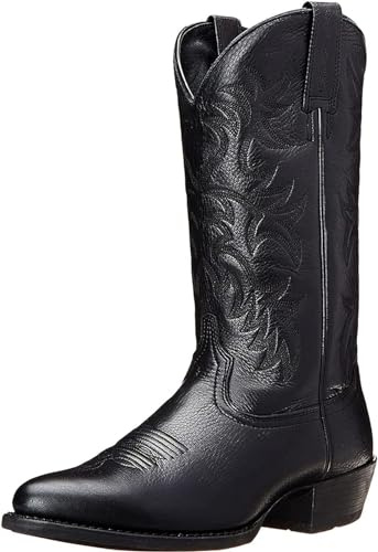 ZXINXIN Herren-Cowboystiefel, Leder, spitzer Zehenbereich, Vintage-Stickerei, Blockabsatz, Herbst- und Winterstiefel,47,B