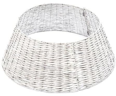MARELIDA Weihnachtsbaumring Weidenkorb Umrandung Abdeckung für Baumständer Baumring mit Haken und Ösen grau 3teilig (70cm)