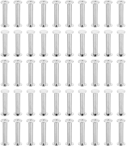 PATIKIL M5x25mm Chicago-Schrauben, 50 Sets Chicago-Schrauben Phillips-Bindungsschrauben Bolzen Leder-Nieten Messing-Befestigungselemente Verbindungsstücke Stahl, silberfarben