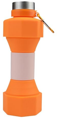 Silicone Water Bottle,Workout Water Bottle | Leak Proof Dumbbell Drinking Bottle | Portable Water Bottle with Carabiner, Large Capacity Water Bottle for