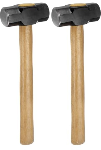 sourcing map 2pcs Engineers Hammer 2 Lb Powerful Strike Double Flat Face Sledge Forging Hammer with Comfortable Grip for Home Improvement General Repair Woodworking, Black Yellow