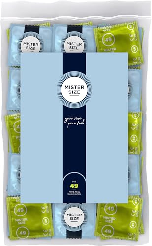 MISTER SIZE Kondome gefühlsecht hauchzart 49mm im 100er Pack/extra dünn, extra fein, extra feucht/aus 100% Naturkautschuk-Latex in deiner Größe S/natural feeling 100er Beutel