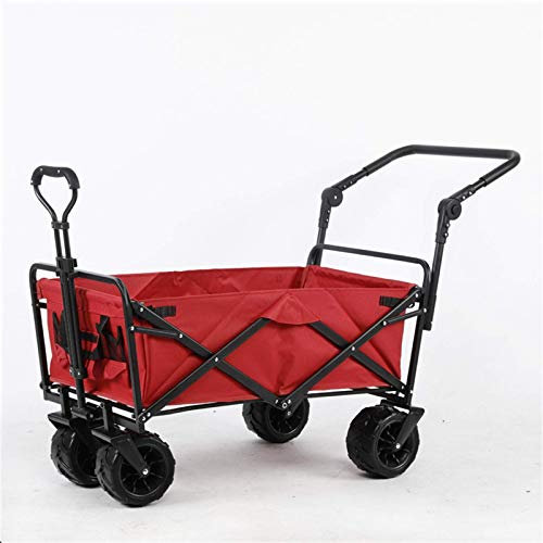 NZpost Garden Trolley Outdoor Utility Wagon Folding Garden Beach Shopping Camping Cart Garden Trolley Carts Easy Transport (Red)