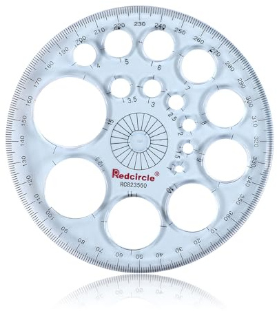 Regla circular transportadora de 360 grados de grosor, regla de dibujo, plantilla de círculo matemático precisa, tamaño de 16 círculos