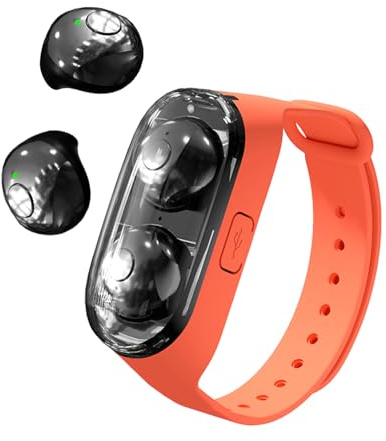 Kabellos Kopfhörer Bluetooth mit Silikonarmband für Herren Damen Wireless Mini Earbuds unsichtbar kleinste Schlafkopfhörer Bluetooth in Ear für kleine Ohren Seitenschläfer Sport mit Sportarmband