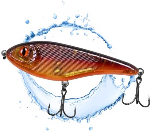 Jerkbait Hecht I 15 cm, 80 g coulant pour grands brochets, wobbler Jerkbait, leurres artificiels, leurres de pêche pour prédateurs, jerkbaits actifs aux UV (Golden Perch)