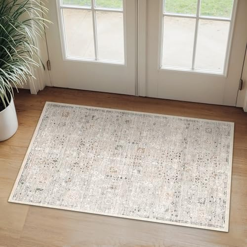 BEIMO Tappeto Salotto Vintage, Tappeto Camera Da Letto, Tappeti Ingresso Interno, Tappeto Antiscivolo Lavabile, Tappeti Persiano per Cucina, Soggiorno, Ufficio, Marrón, 60x120cm