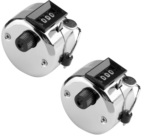 Lotsdonxia 2PCS Metal Mechanical Hand Grip Counter Battery-Free 4-Digit Golf Ball Counter Designed for Golf Courses Schools Gymnasiums