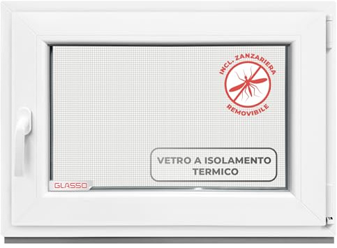 GLASSO Fenêtre 90 x 60 cm triple vitrage – Fenêtre en plastique 76 mm Profil DIN droite L x H : 900 x 600 mm – Idéal pour tous les espaces de vie | Abri de jardin | Fenêtre de garage | Fenêtre de cave