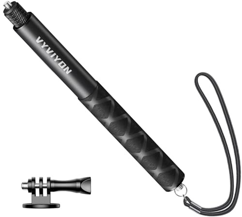 VYVIYON 1.14M Unsichtbarer Selfie-Stick für Insta360/ GoPro/DJI | 1/4 Handheld Pole Stick mit GoPro-Adapter Kompatibel mit X3, One X/X2, One R,GO2, Hero 12, Action Cam Unterwasser Zubehör