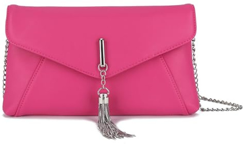 UShopUK Busta in ecopelle con patta e nappa, borsa a mano per matrimoni, serate e feste