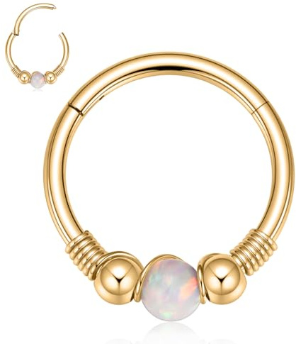 hengkaixuan 316L Chirurgenstahl Opal Nasenring Septumschmuck Tragus Rook Daith Piercingschmuck Knorpel Helix Conch Creole