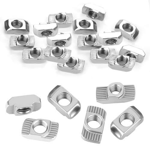 120 Stück EU30-M6 x15.5x8 Nutensteine M6 Silber – Aluminium Hammerkopfmutter T-Nut Schrauben für EU30 Profile | Schiebemutter M6, Vierkantmutter für Möbel & Maschinenbau