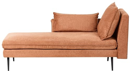 Beliani Chaiselongue Stoffbezug orange rechts mit Kissen Metallgestell modern Yerres