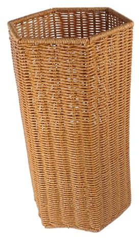WEKADRIN Paragüero de Interior Alto de Ratán Artificial Hexagonal, Soporte de Plástico Plato Recogeagua, para Entrada de Hogar y Oficina, Organizador Multiuso para Paraguas y Esterillas,