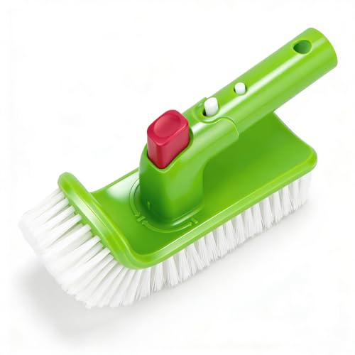 Poolbürste 7,5 Zoll (19 cm) mit 180° Klappgriff, Pool Reinigungsbürste mit 9 Reihen Nylonborsten, EZ Clip für 3,2 cm (1,25 Zoll) Teleskopstange, Handbürste für Poolboden, Spa, Whirlpool, Badewanne