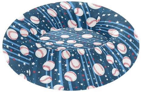 Wudan Haustier- und Katzenbetten, gegen Angstzustände, flauschiges Hundekissen für kleine Haustiere, zum Schlafen, S, Streifen, Beige, Baseball-Sterne