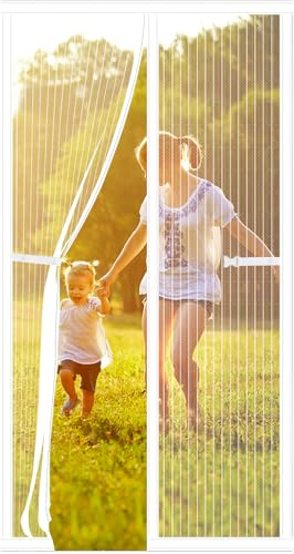 Magnetic Fly Screen Door 90 * 210cm, Heavy Duty Bug Mesh Curtain with Powerful Magnets,Keep Bugs Out Lets Fresh Air in