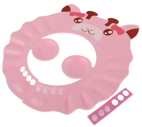 MOBUTOFU Baby Shower Cap for Toddlers and Babies, Eva Material Adjustable Buckle, Skin-Friendly Pink Hair Washing Station Protection Bath Cap for Boys and Girls